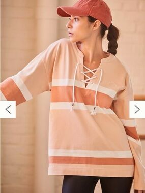 The Upside Freja Pullover
- Peach Stripe 
Size small (fits loose)